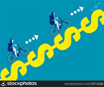 Business drive cativity. Concept business vector illustration, Bicycle, Finance and economy.