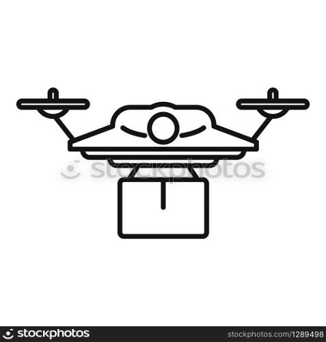 Business drone delivery icon. Outline business drone delivery vector icon for web design isolated on white background. Business drone delivery icon, outline style