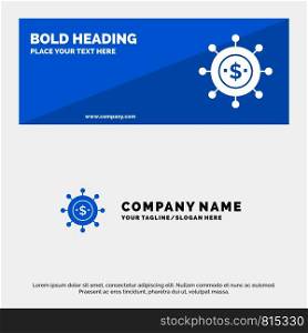 Business, Economics, Global, Modern SOlid Icon Website Banner and Business Logo Template