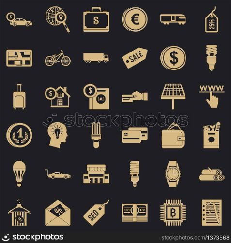Business economy icons set. Simple style of 36 economy vector icons for web for any design. Business economy icons set, simple style
