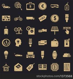 Business economy icons set. Simple style of 36 economy vector icons for web for any design. Business economy icons set, simple style