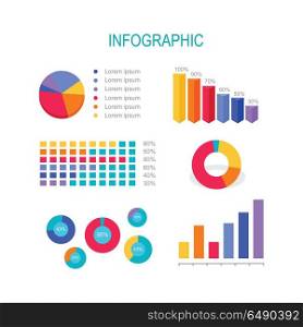 Business Education Infographic. Bar Column Graphs. Business education infographic. Bar or column graphs diagrams isolated. Editable items in flat style. Successful team training, presentation data and information, chart for study. Vector illustration