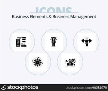 Business Elements And Business Managment Glyph Icon Pack 5 Icon Design. human. business. market. information. database