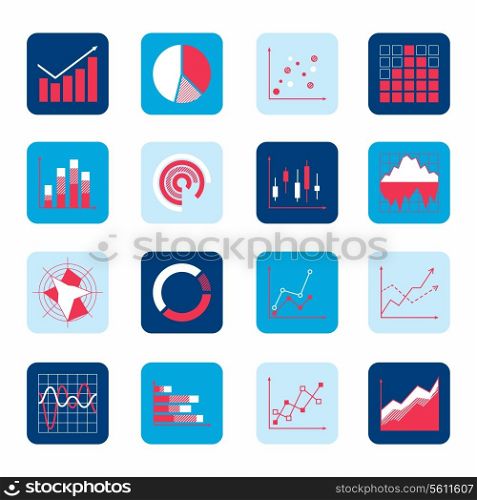 Business elements dot bar pie charts diagrams and graphs icons set isolated vector illustration.