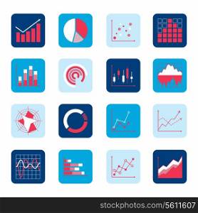 Business elements dot bar pie charts diagrams and graphs icons set isolated vector illustration.