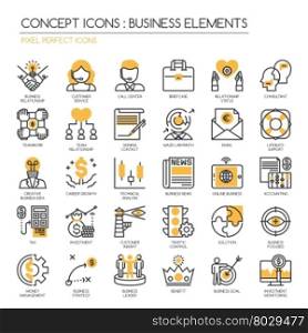 Business Elements, thin line icons set ,Pixel Perfect Icons