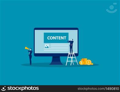 business Engaged in Content Creation Workflow Process. Blog Online Channel Development, Followers and Subscribers Attraction. Content-plan