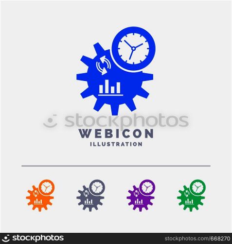 Business, engineering, management, process 5 Color Glyph Web Icon Template isolated on white. Vector illustration. Vector EPS10 Abstract Template background
