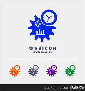 Business, engineering, management, process 5 Color Glyph Web Icon Template isolated on white. Vector illustration. Vector EPS10 Abstract Template background
