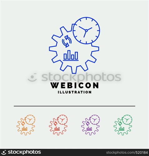 Business, engineering, management, process 5 Color Line Web Icon Template isolated on white. Vector illustration. Vector EPS10 Abstract Template background