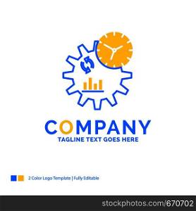 Business, engineering, management, process Blue Yellow Business Logo template. Creative Design Template Place for Tagline.