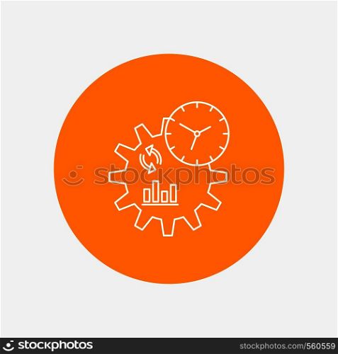Business, engineering, management, process White Line Icon in Circle background. vector icon illustration. Vector EPS10 Abstract Template background