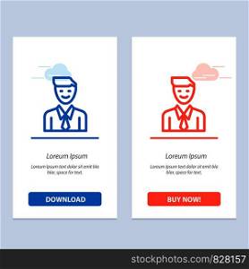 Business, Executive, Job, Man, Selection Blue and Red Download and Buy Now web Widget Card Template