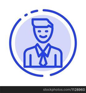 Business, Executive, Job, Man, Selection Blue Dotted Line Line Icon