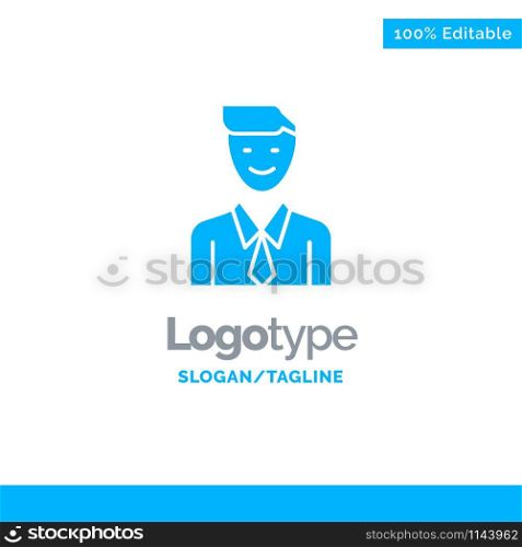Business, Executive, Job, Man, Selection Blue Solid Logo Template. Place for Tagline