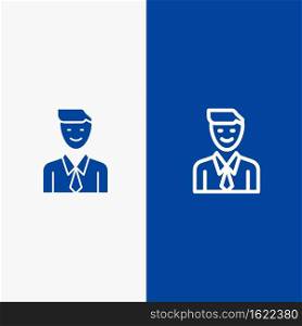 Business, Executive, Job, Man, Selection Line and Glyph Solid icon Blue banner Line and Glyph Solid icon Blue banner