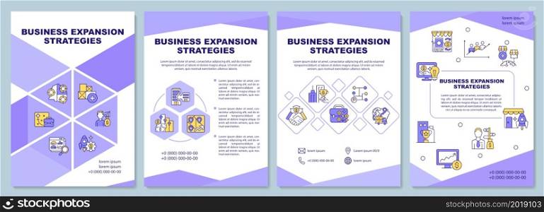 Business expansion strategies brochure template. Flyer, booklet, leaflet print, cover design with linear icons. Vector layouts for presentation, annual reports, advertisement pages. Business expansion strategies brochure template