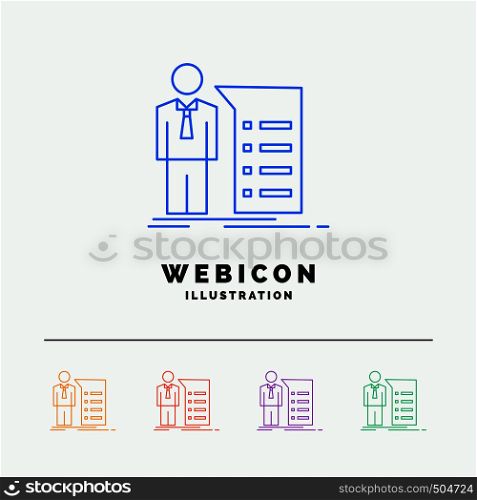 Business, explanation, graph, meeting, presentation 5 Color Line Web Icon Template isolated on white. Vector illustration. Vector EPS10 Abstract Template background