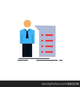 Business, explanation, graph, meeting, presentation Flat Color Icon Vector