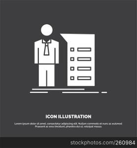 Business, explanation, graph, meeting, presentation Icon. glyph vector symbol for UI and UX, website or mobile application