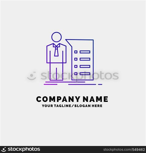 Business, explanation, graph, meeting, presentation Purple Business Logo Template. Place for Tagline. Vector EPS10 Abstract Template background