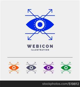 Business, eye, look, vision 5 Color Glyph Web Icon Template isolated on white. Vector illustration. Vector EPS10 Abstract Template background
