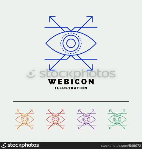Business, eye, look, vision 5 Color Line Web Icon Template isolated on white. Vector illustration. Vector EPS10 Abstract Template background