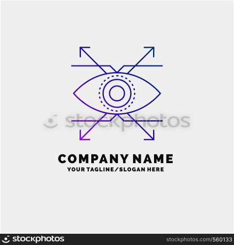 Business, eye, look, vision Purple Business Logo Template. Place for Tagline. Vector EPS10 Abstract Template background