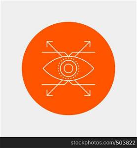 Business, eye, look, vision White Line Icon in Circle background. vector icon illustration. Vector EPS10 Abstract Template background