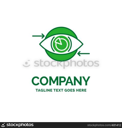 Business, eye, marketing, vision, Plan Flat Business Logo template. Creative Green Brand Name Design.