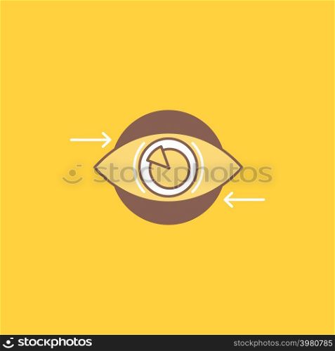 Business, eye, marketing, vision, Plan Flat Line Filled Icon. Beautiful Logo button over yellow background for UI and UX, website or mobile application