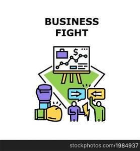 Business Fight Vector Icon Concept. Business Fight And Businesspeople Or Managers Competition. Planning And Analyzing Financial Strategy, Company Competitive Organization Color Illustration. Business Fight Vector Concept Color Illustration