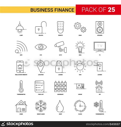 Business Finance Black Line Icon - 25 Business Outline Icon Set