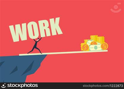 business finance concept,Difficult work to make money and achieve success . Vector illustration flat design