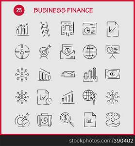 Business Finance Hand Drawn Icon Pack For Designers And Developers. Icons Of Bag, Briefcase, Business, Fashion, Finance, Business, Eye, Mission, Vector