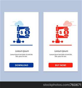 Business, Finance, Income, Market, Reform Blue and Red Download and Buy Now web Widget Card Template