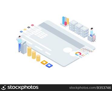 Business finance Isometric Illustration. Suitable for Mobile App, Website, Banner, Diagrams, Infographics, and Other Graphic Assets.