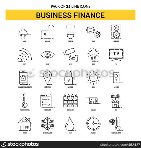 Business Finance Line Icon Set - 25 Dashed Outline Style