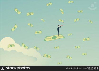 business finance. Successful vision concept, Symbol leadership, strategy, mission, objectives , money. Vector illustration flat design