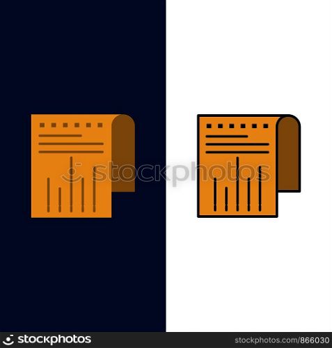 Business, Financial, Modern, Report Icons. Flat and Line Filled Icon Set Vector Blue Background