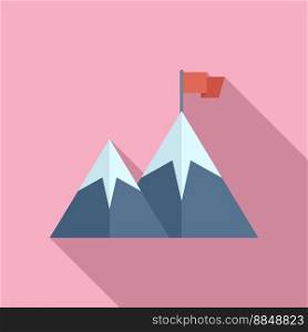 Business flag on mountain icon flat vector. Top career. Peak concept. Business flag on mountain icon flat vector. Top career