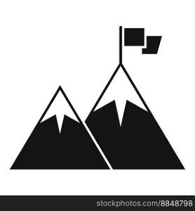 Business flag on mountain icon simple vector. Top career. Peak concept. Business flag on mountain icon simple vector. Top career