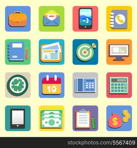 Business flat icons set for web or mobile vector illustration