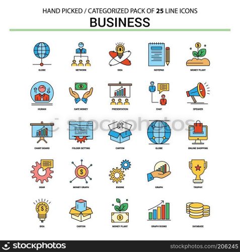 Business Flat Line Icon Set - Business Concept Icons Design