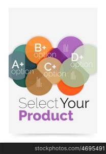 Business flyer circle abstract background with options, select your product concept