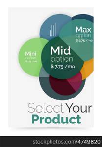 Business flyer circle abstract background with options, select your product concept