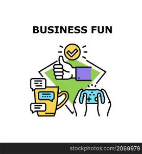 Business fun people. Office character joy. Worker employee. Company achievment. Job team together vector concept color illustration. Business fun icon vector illustration