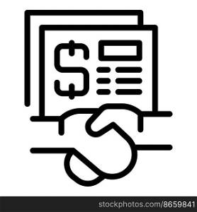 Business fund handshake icon outline vector. Company money. Finance market. Business fund handshake icon outline vector. Company money