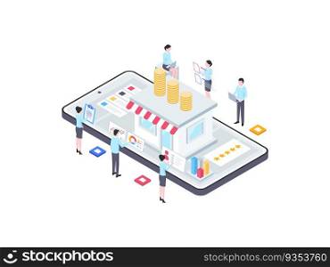 Business Funding Isometric Illustration. Suitable for Mobile App, Website, Banner, Diagrams, Infographics, and Other Graphic Assets.