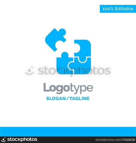Business, Game, Logic, Puzzle, Square Blue Solid Logo Template. Place for Tagline